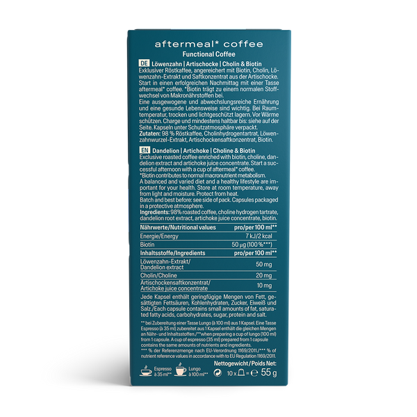 Moments by Biogena aftermeal coffee Packung Rueckseite