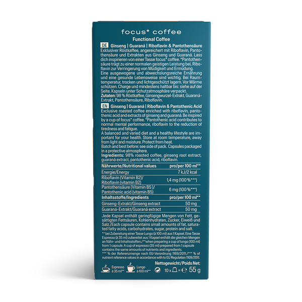 Moments by Biogena focus coffee Packung Rückseite
