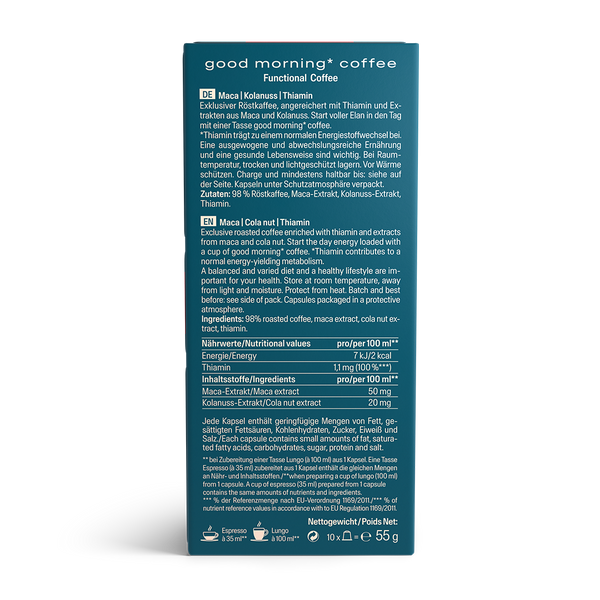 Moments by Biogena good morning coffee Packung Rueckseite