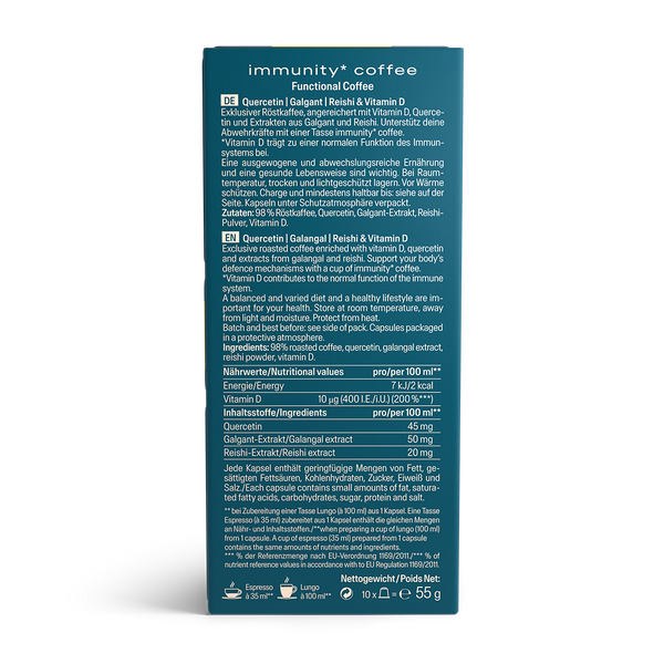 Moments by Biogena immunity coffee Packung Rückseite