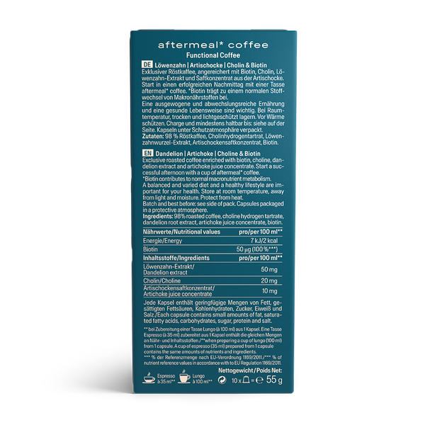 Moments by Biogena aftermeal coffee Packung Rueckseite