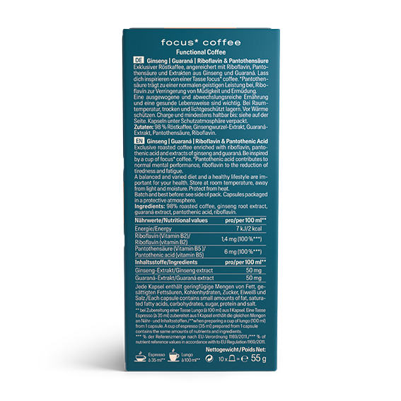 Moments by Biogena focus coffee Packung Rückseite